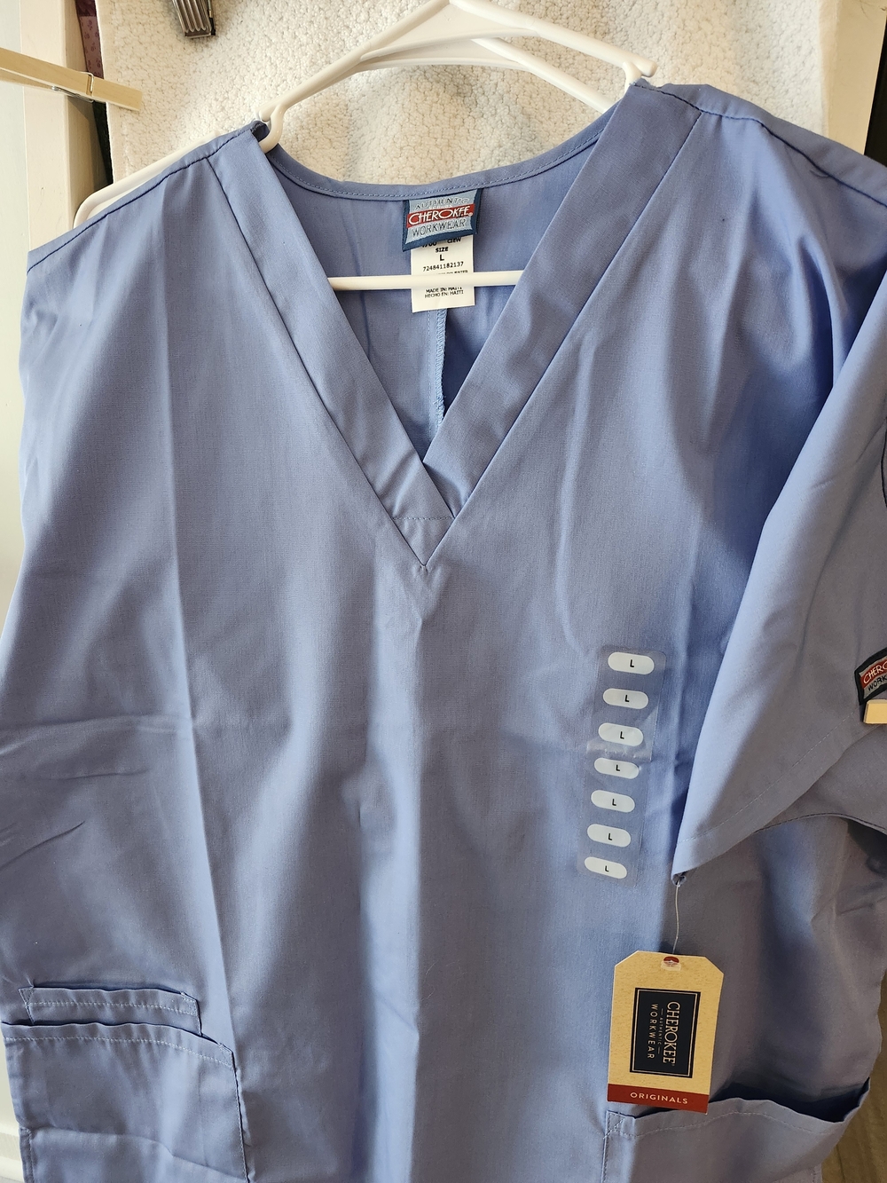 Cherokee Blue V-Neck Workwear Scrub Top NEW!!